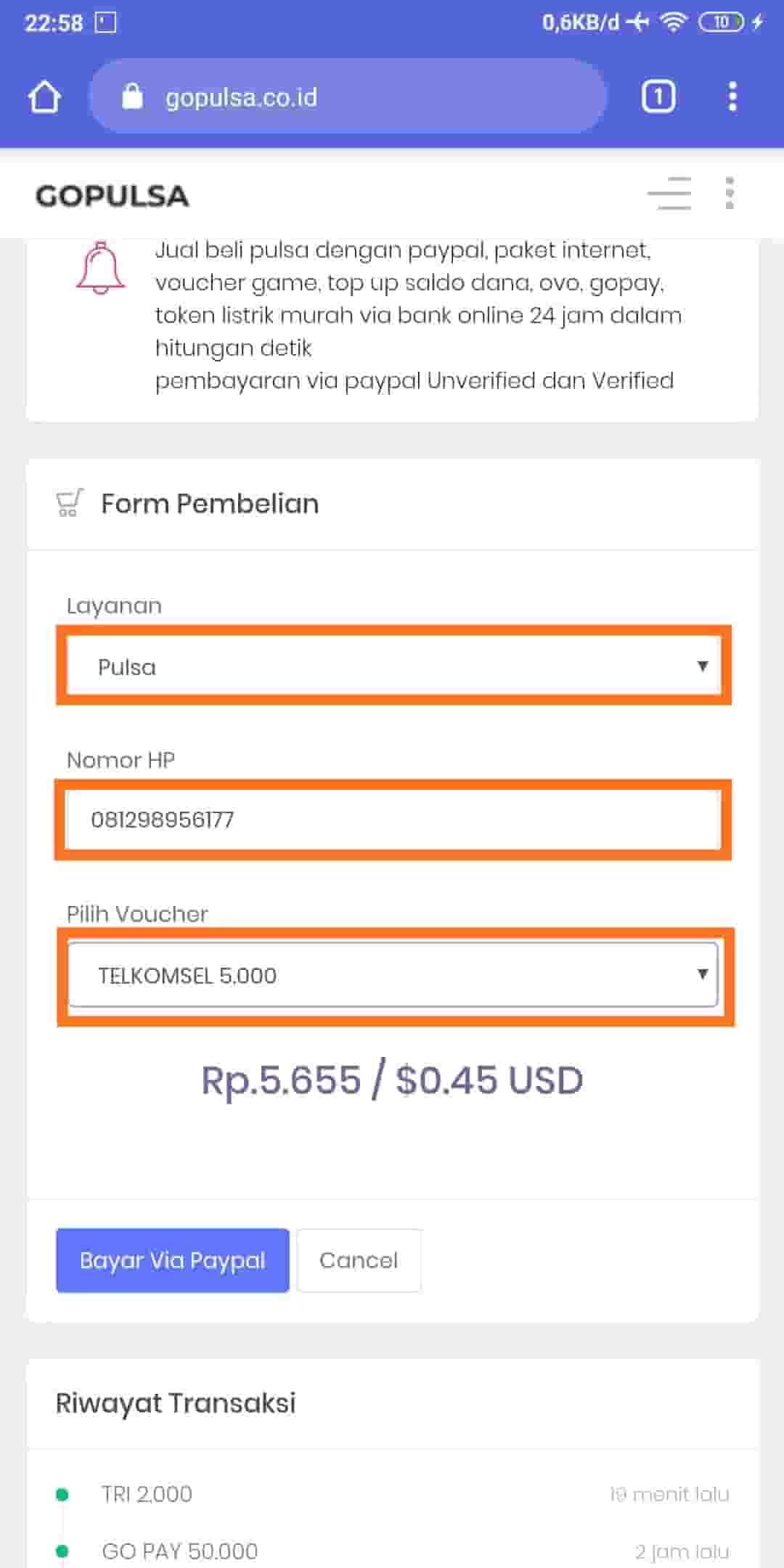 pulsa paypal