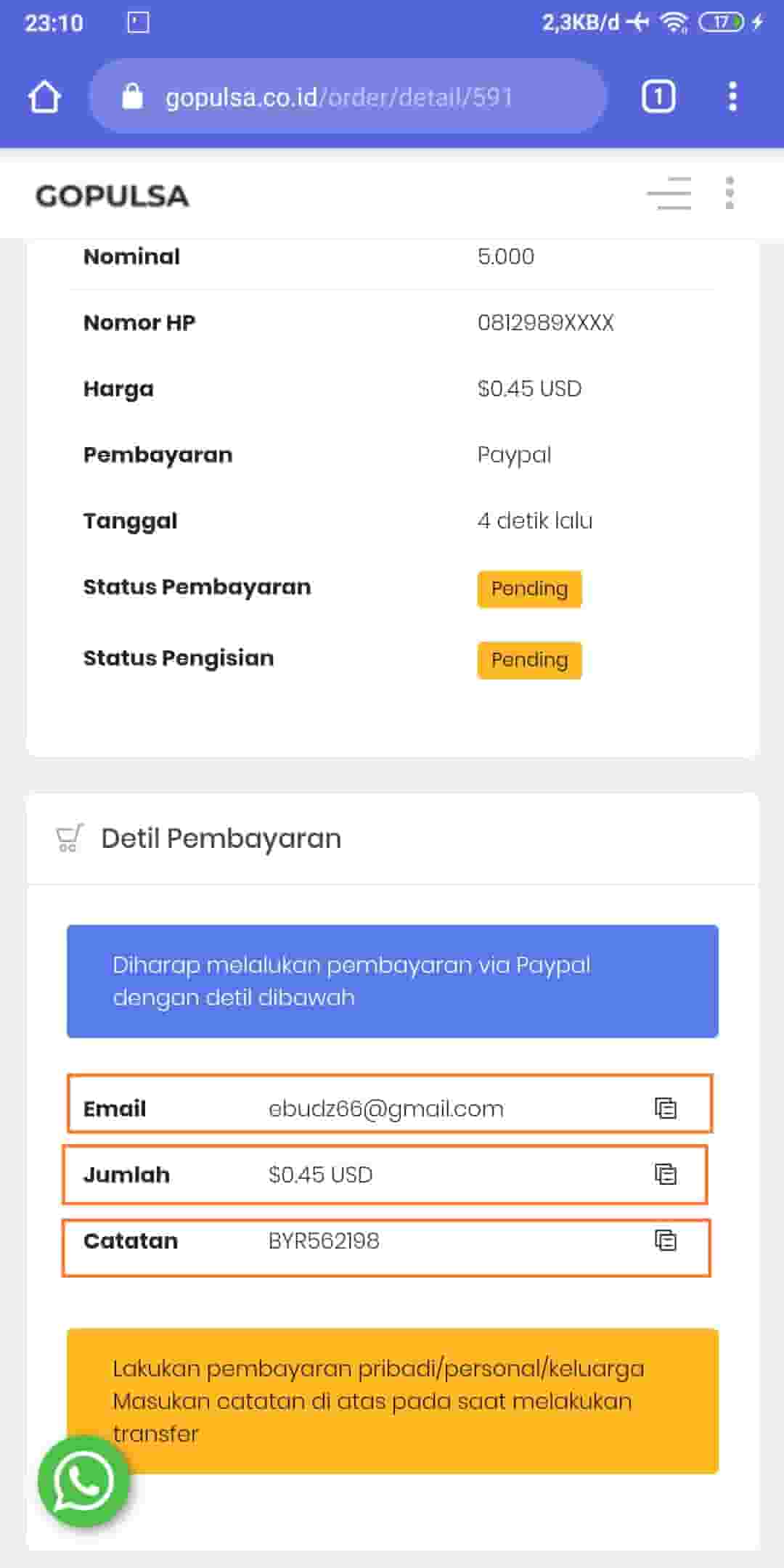 pulsa paypal